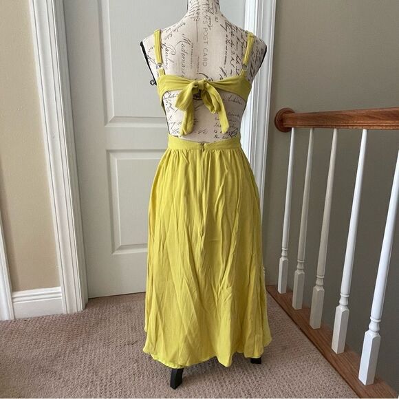 Lulus Lime Green Tie-Back Midi Dress - Picture 6 of 8